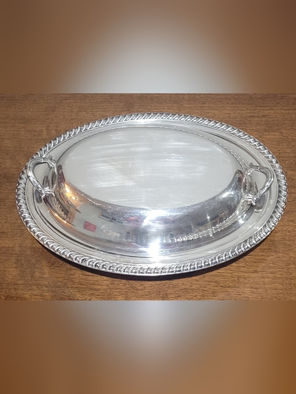 Vintage Rogers Silver Plate Oval Covered Serving Bowl Approx 9"x12"